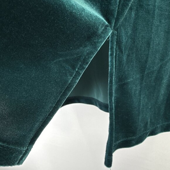 Susan Graver Women's Velvet Top Size Plus 1X Solid Dark Green Velvet Long Sleeve - Picture 5 of 9
